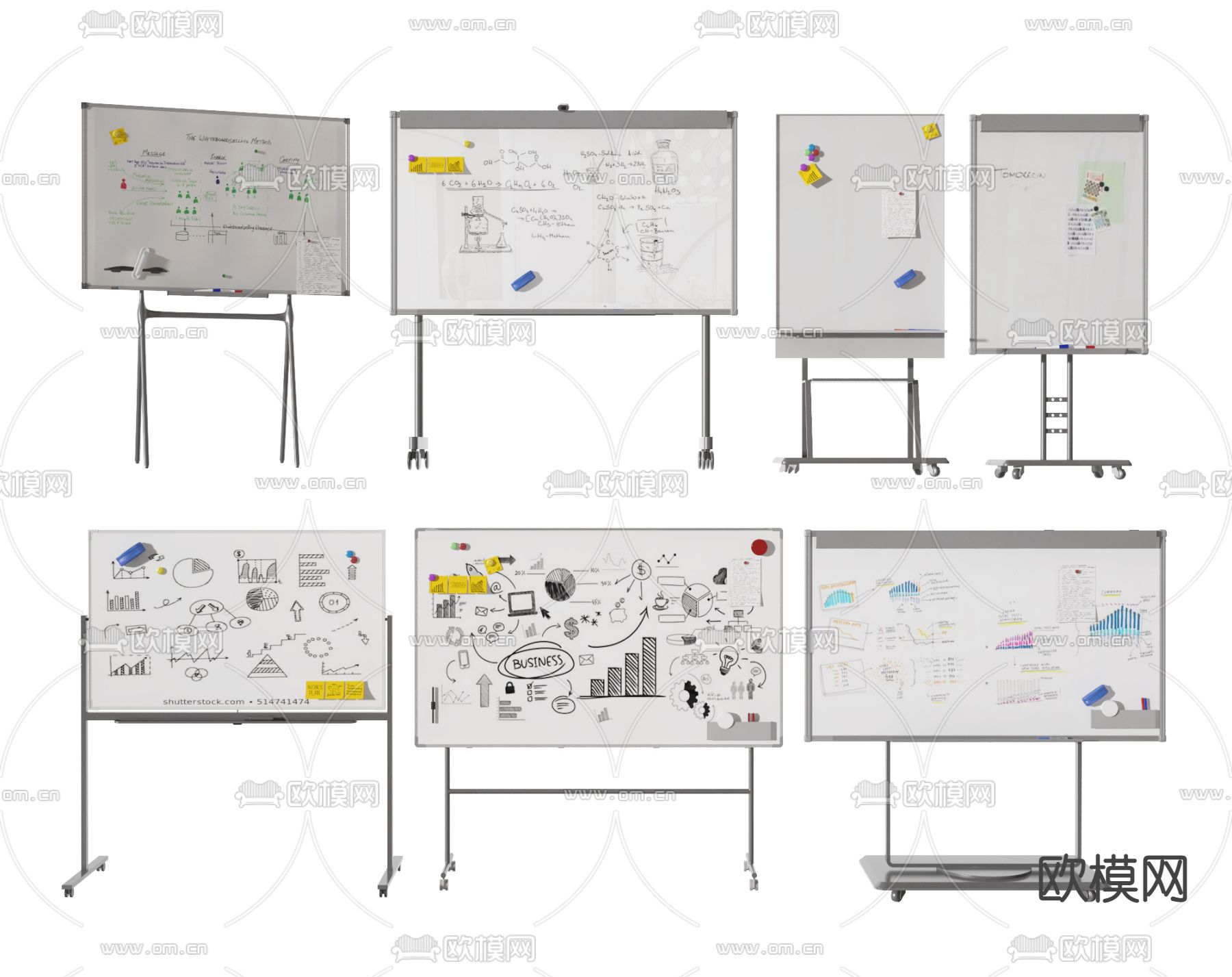 办公白板 写字板3d模型下载