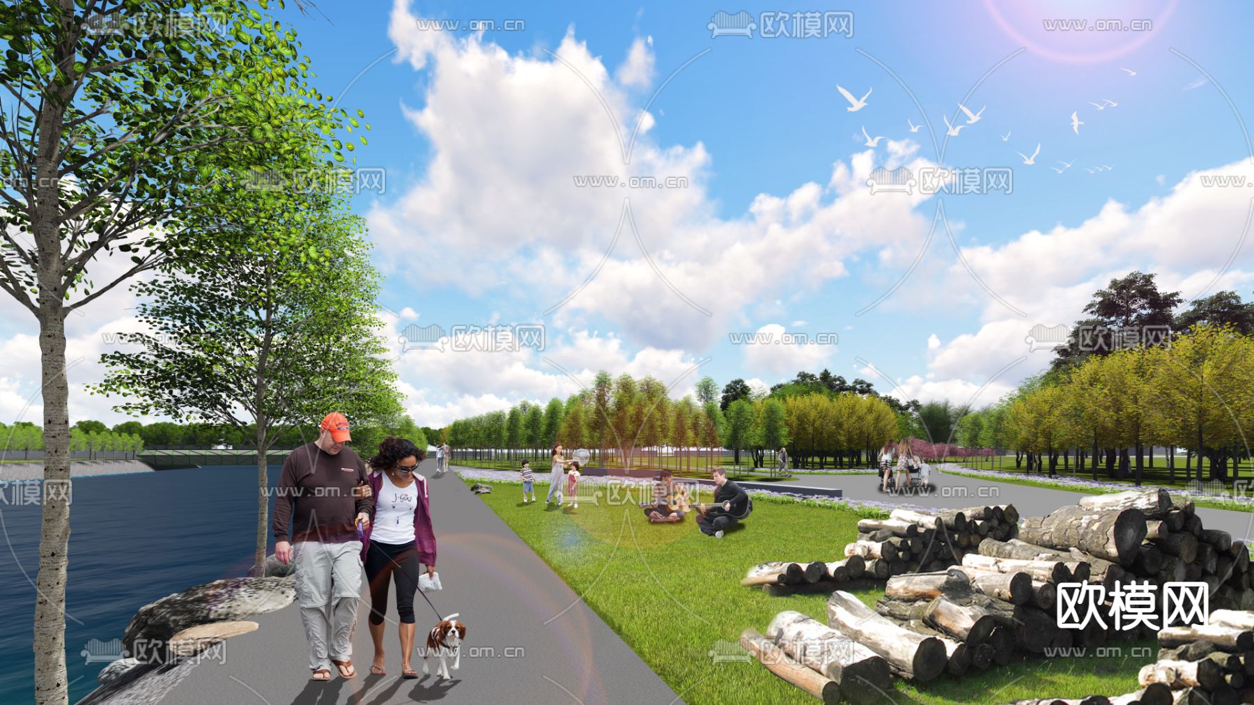 滨水公园 绿道psd下载