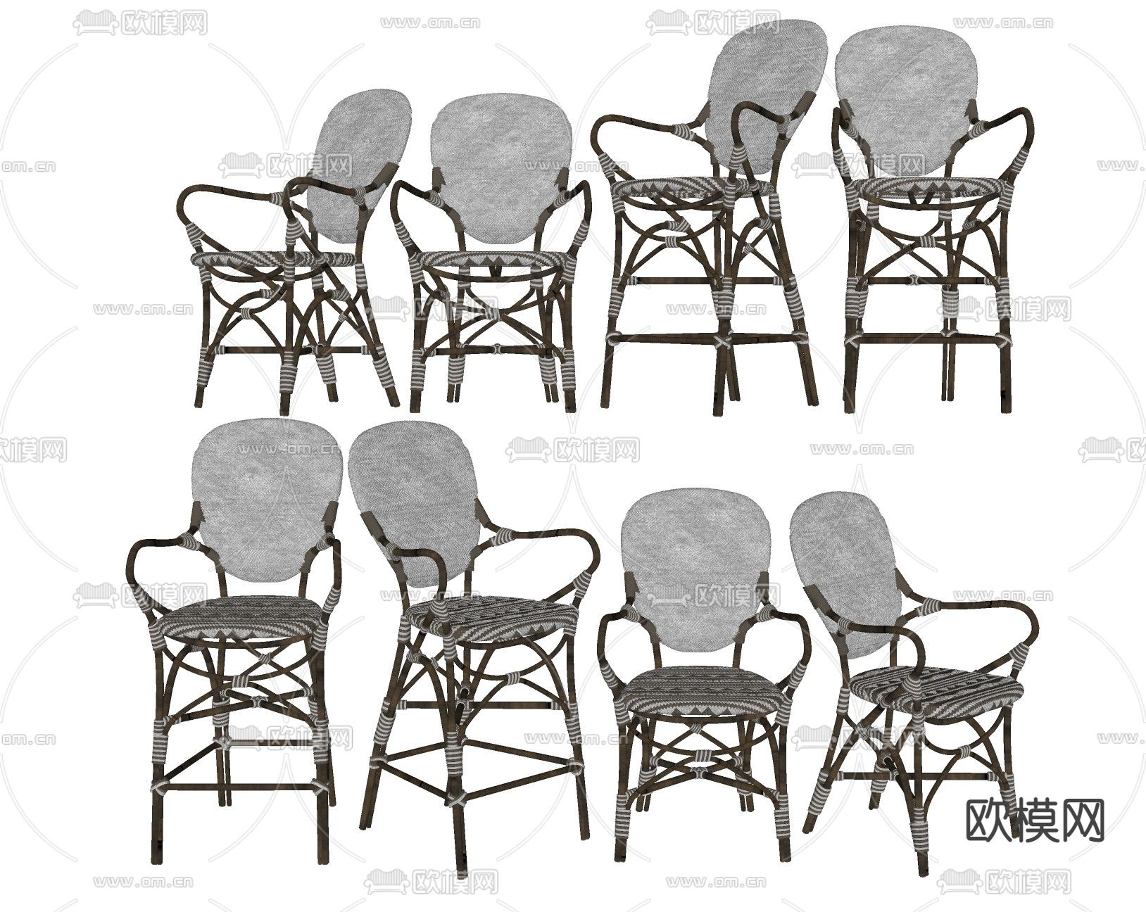 法式椅子 单椅 餐椅su模型下载（渲染图2）