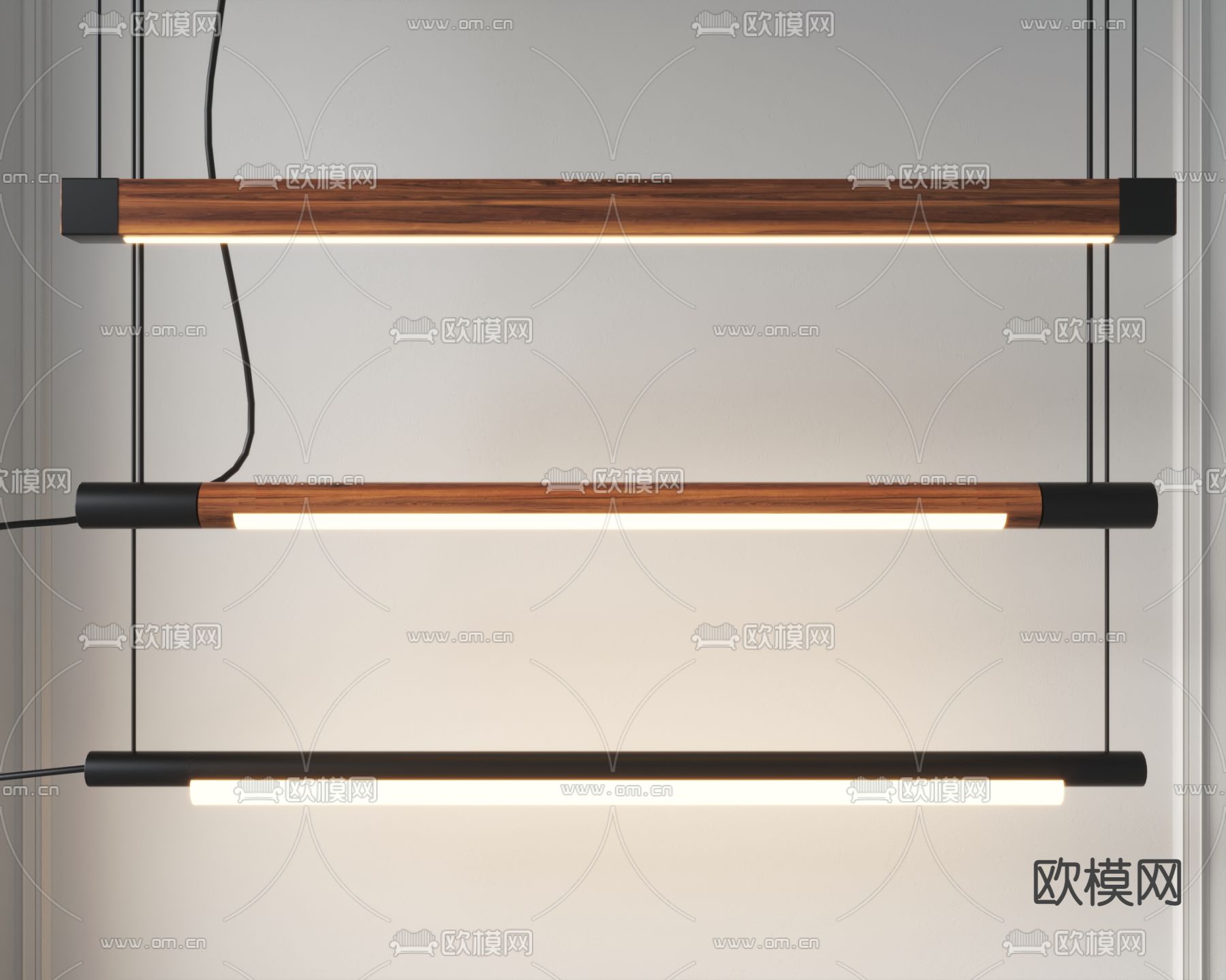 长吊灯 办公吊灯su模型下载（渲染图1）