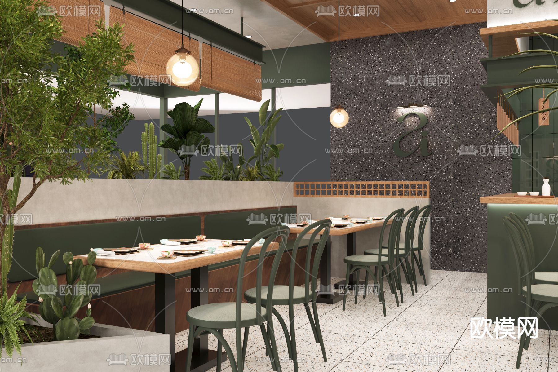 日料餐厅3d模型下载（渲染图2）