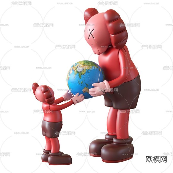 Kaws雕塑 潮玩摆件3d模型下载(渲染图3)