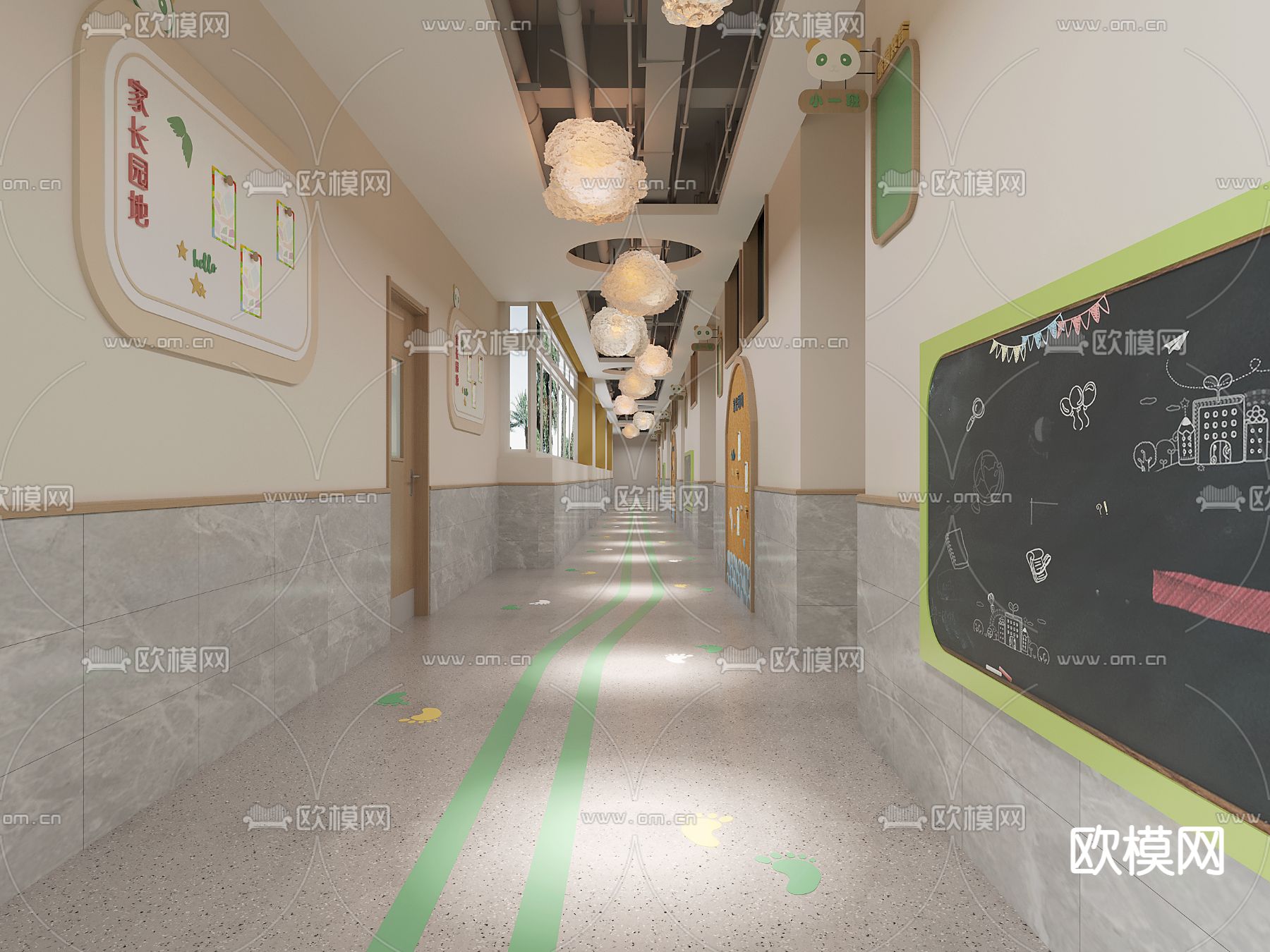 现代幼儿园3d模型下载（渲染图1）