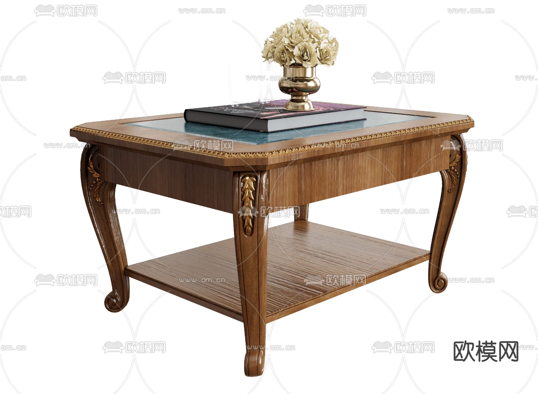 欧式实木茶几su模型下载（渲染图1）