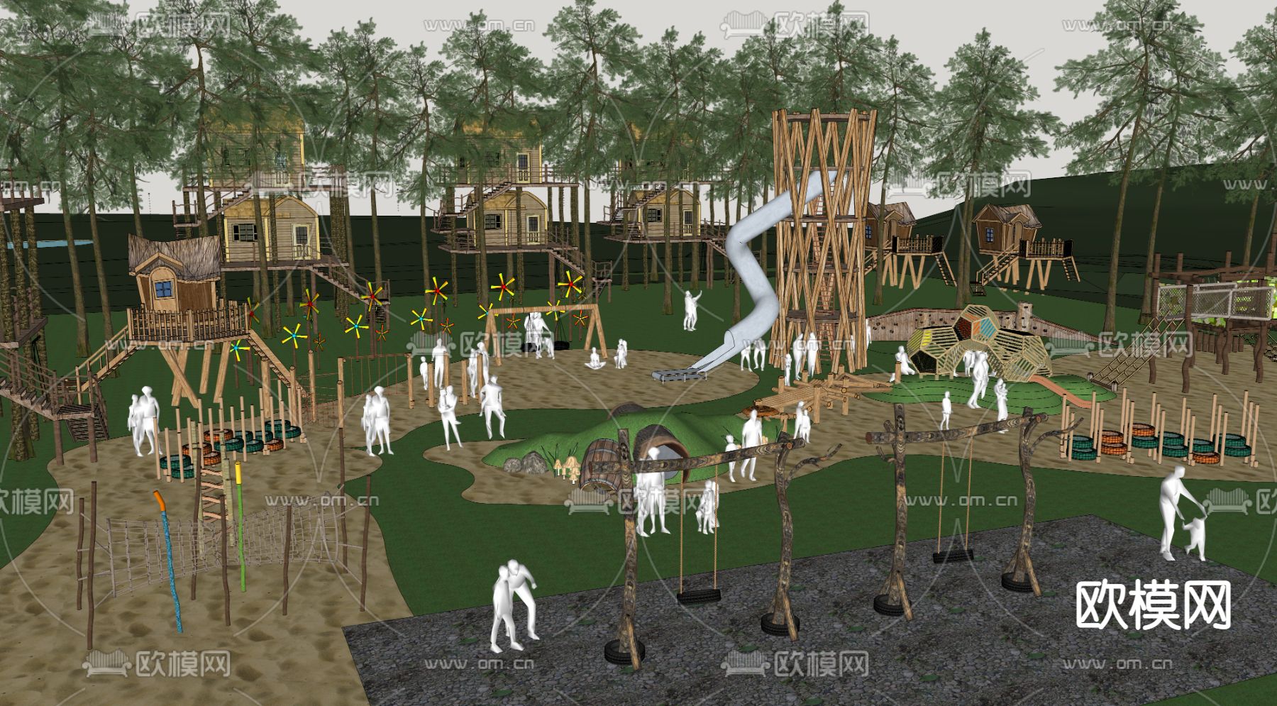 儿童游乐园su模型下载（渲染图3）