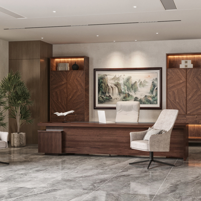  新中式董事长办公室su模型 