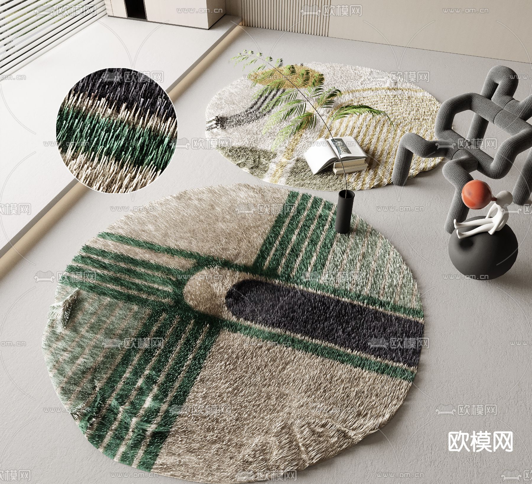 圆形地毯 毛毯3d模型下载