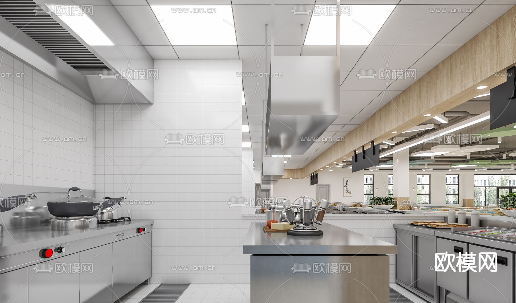 员工餐厅 食堂3d模型下载（渲染图8）
