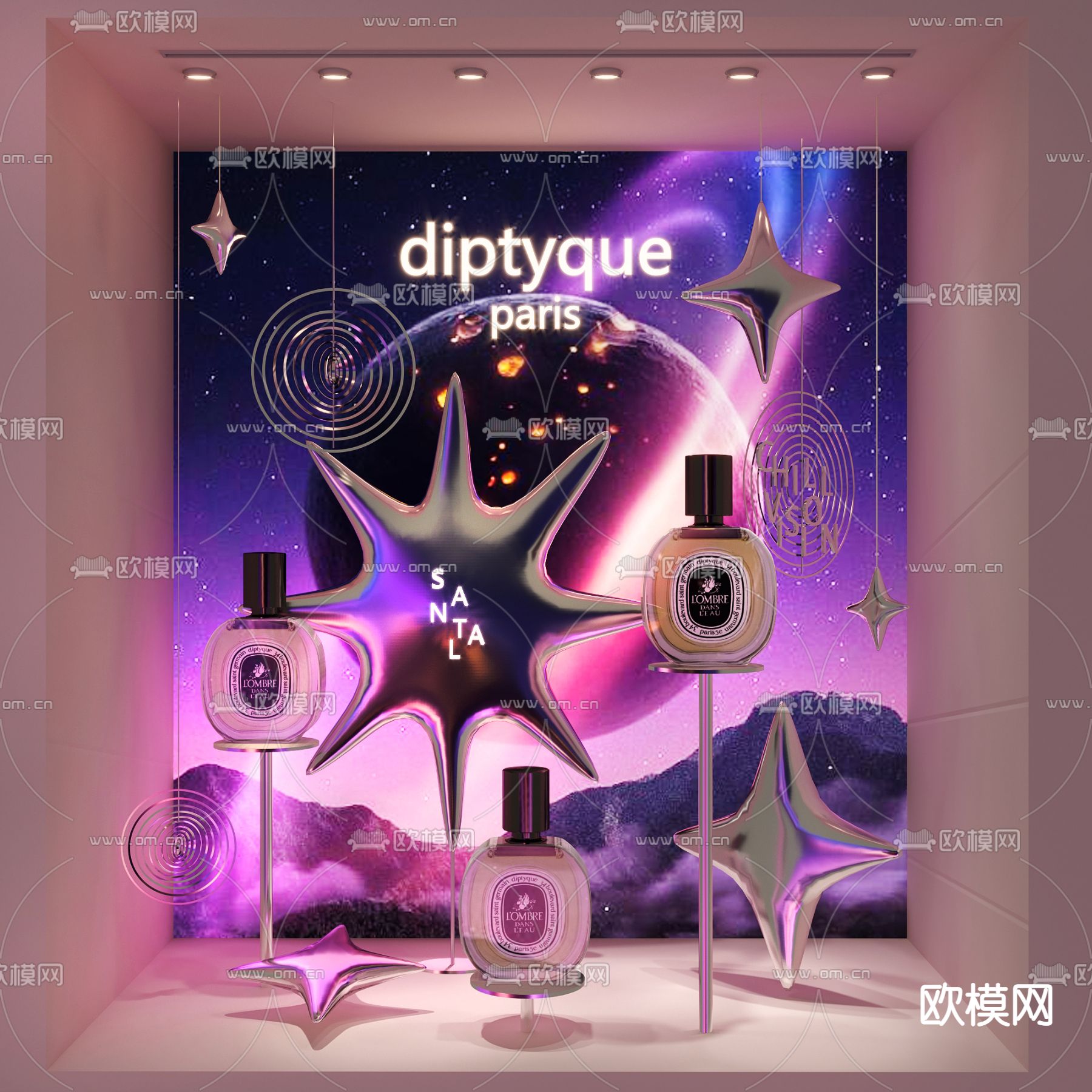 化妆品 橱窗su模型下载（渲染图1）