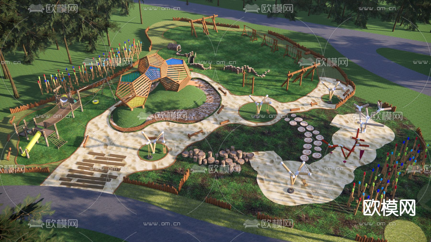 儿童游乐园su模型下载（渲染图1）