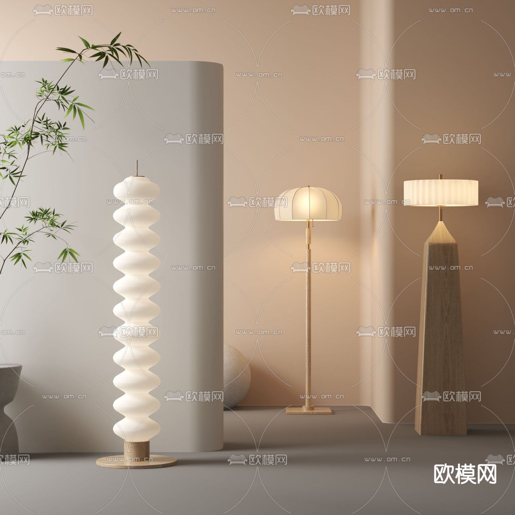 侘寂风落地灯3d模型下载