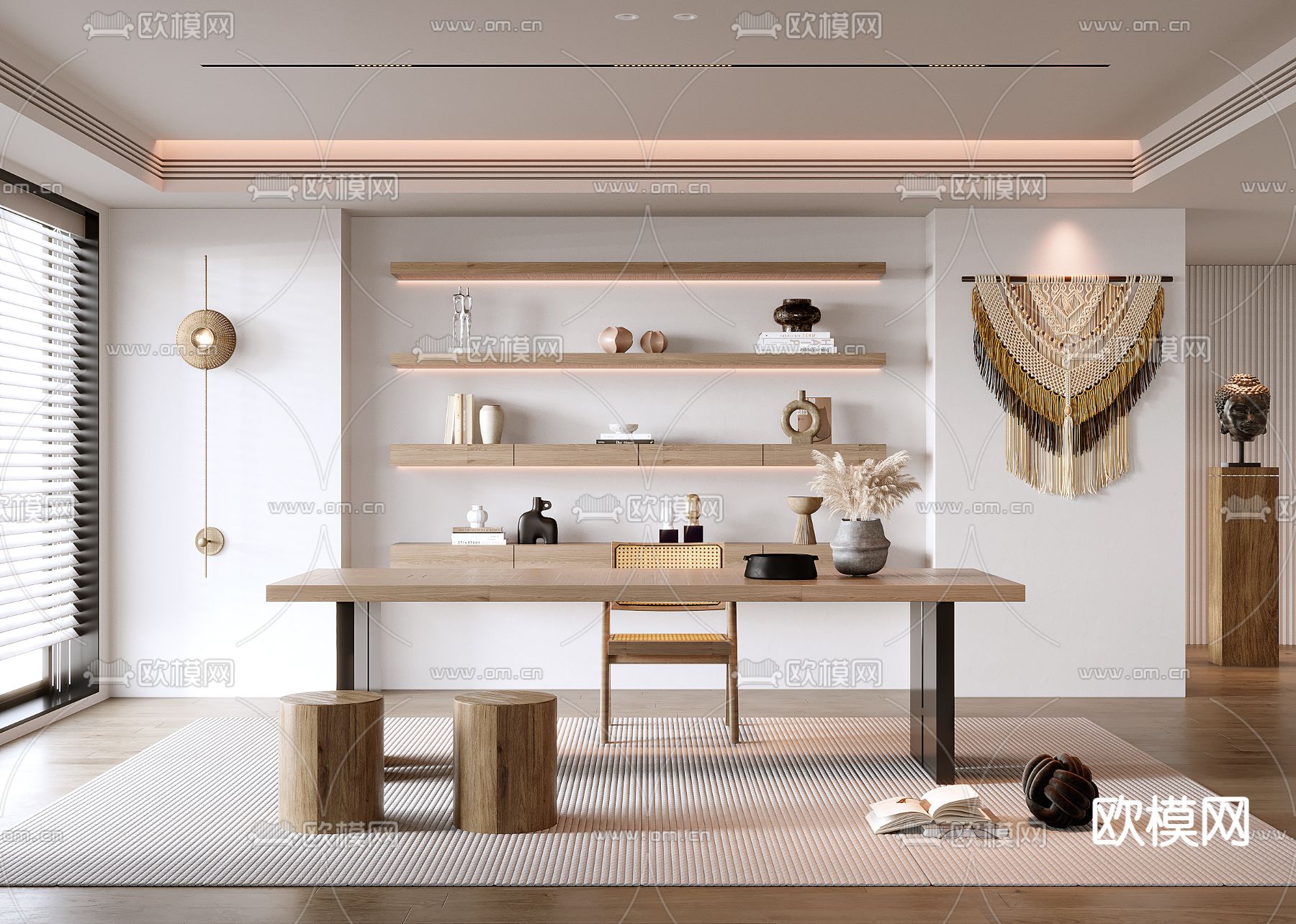 现代书房3d模型下载（渲染图1）