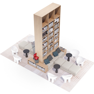  现代卡座沙发su模型 