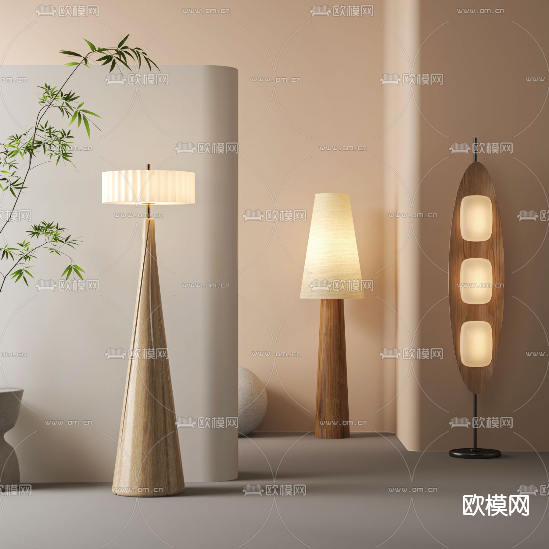 侘寂落地灯3d模型下载