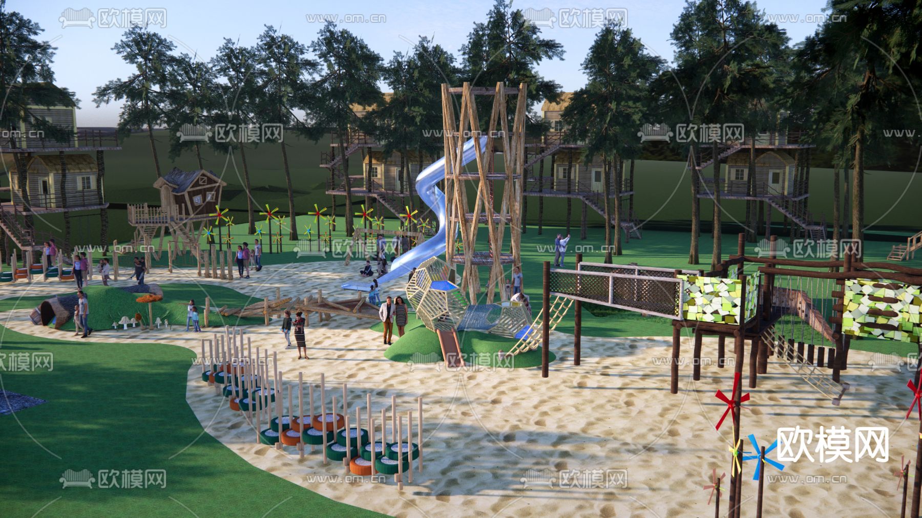 儿童游乐园su模型下载（渲染图2）