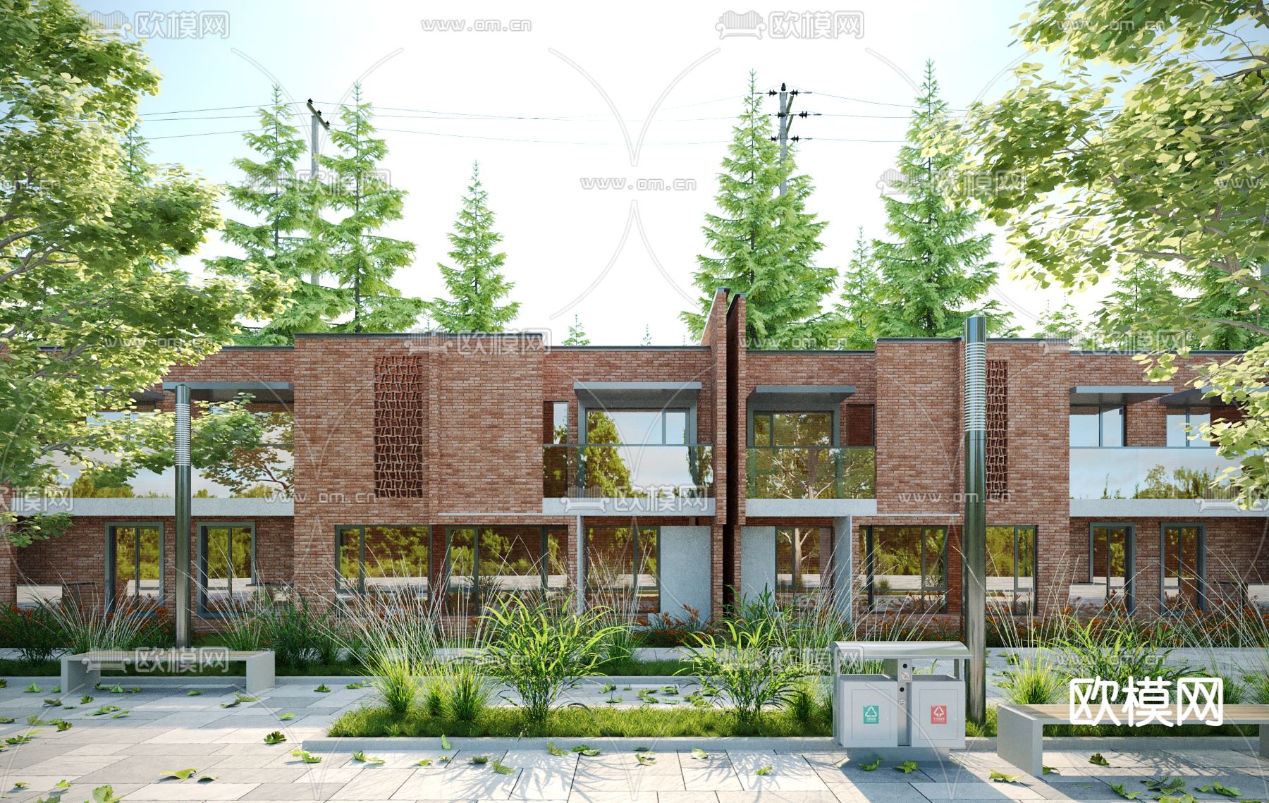 新中式别墅 联排别墅3d模型下载