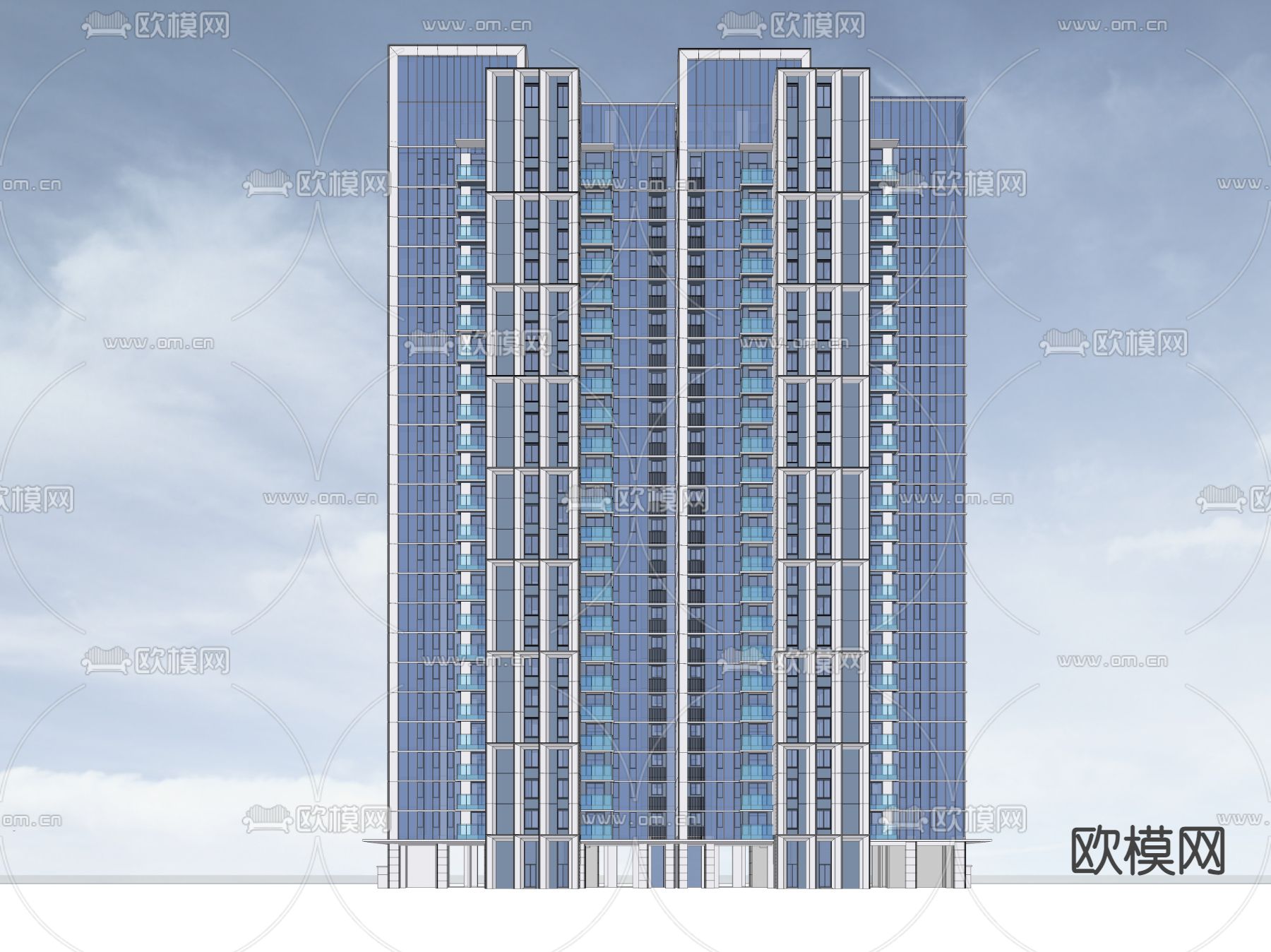 现代高层办公楼su模型