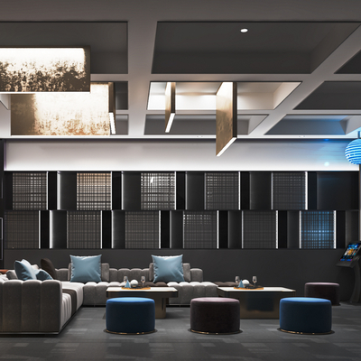  现代影音室 私人影院su模型 