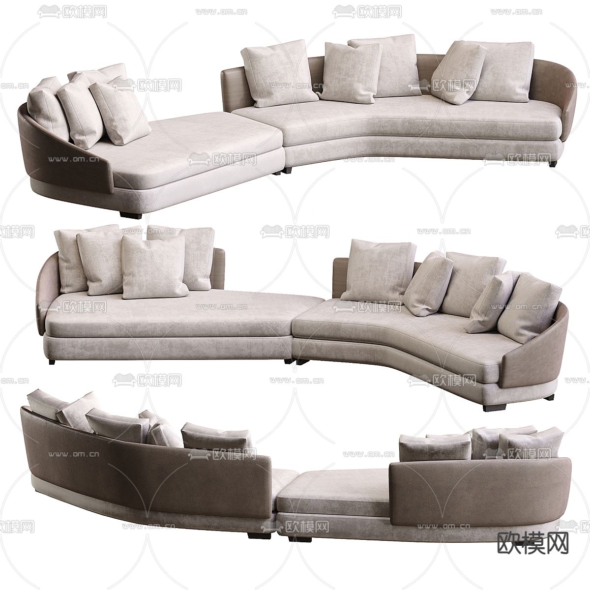 Minotti 转角沙发3d模型下载（渲染图1）