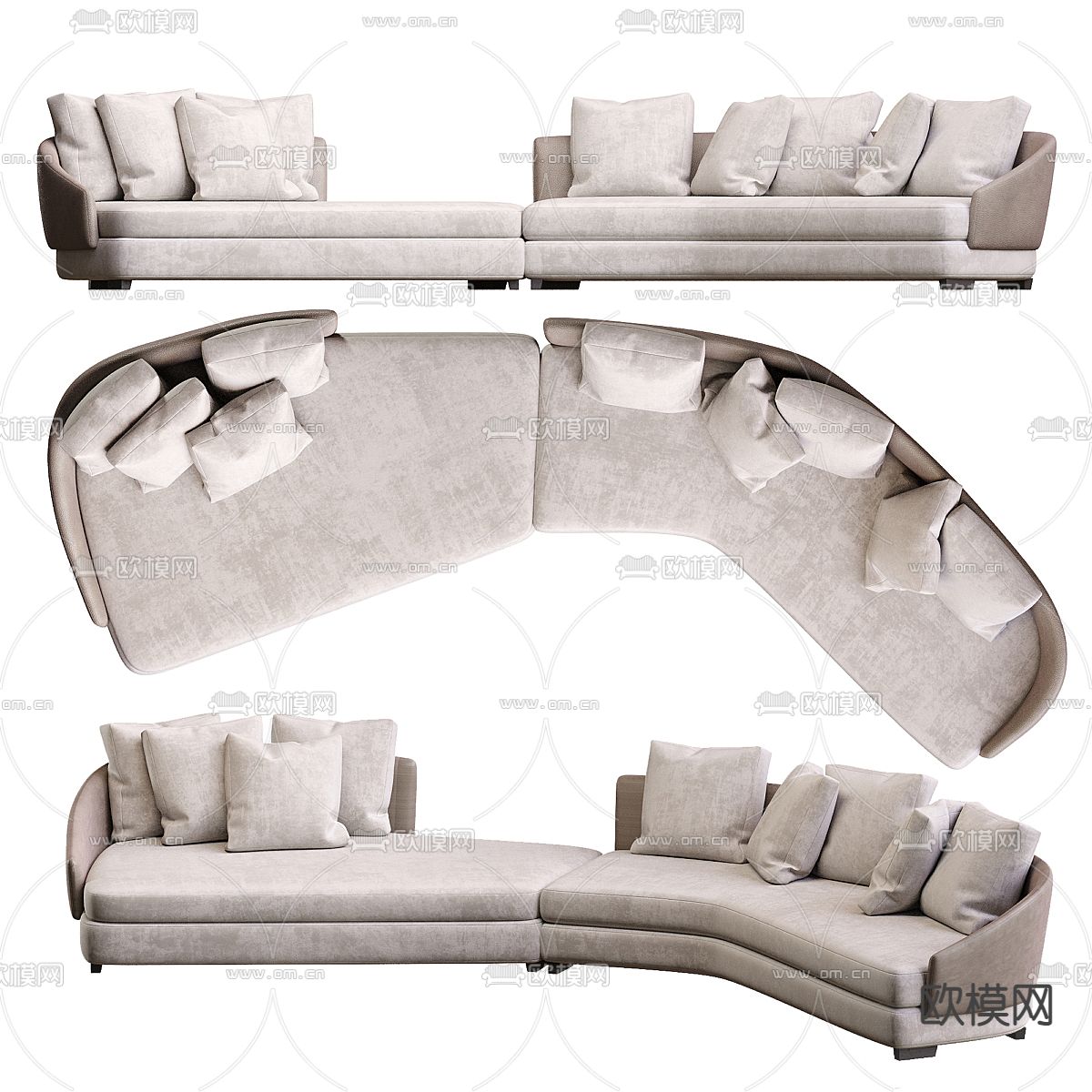 Minotti 转角沙发3d模型下载（渲染图2）