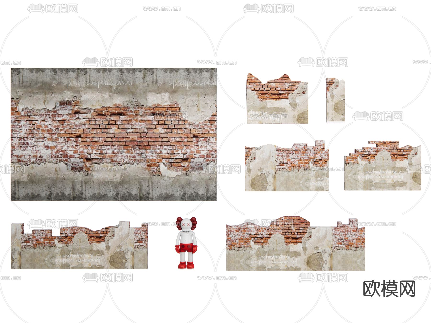 战后风墙面 柱子 砖墙3d模型下载