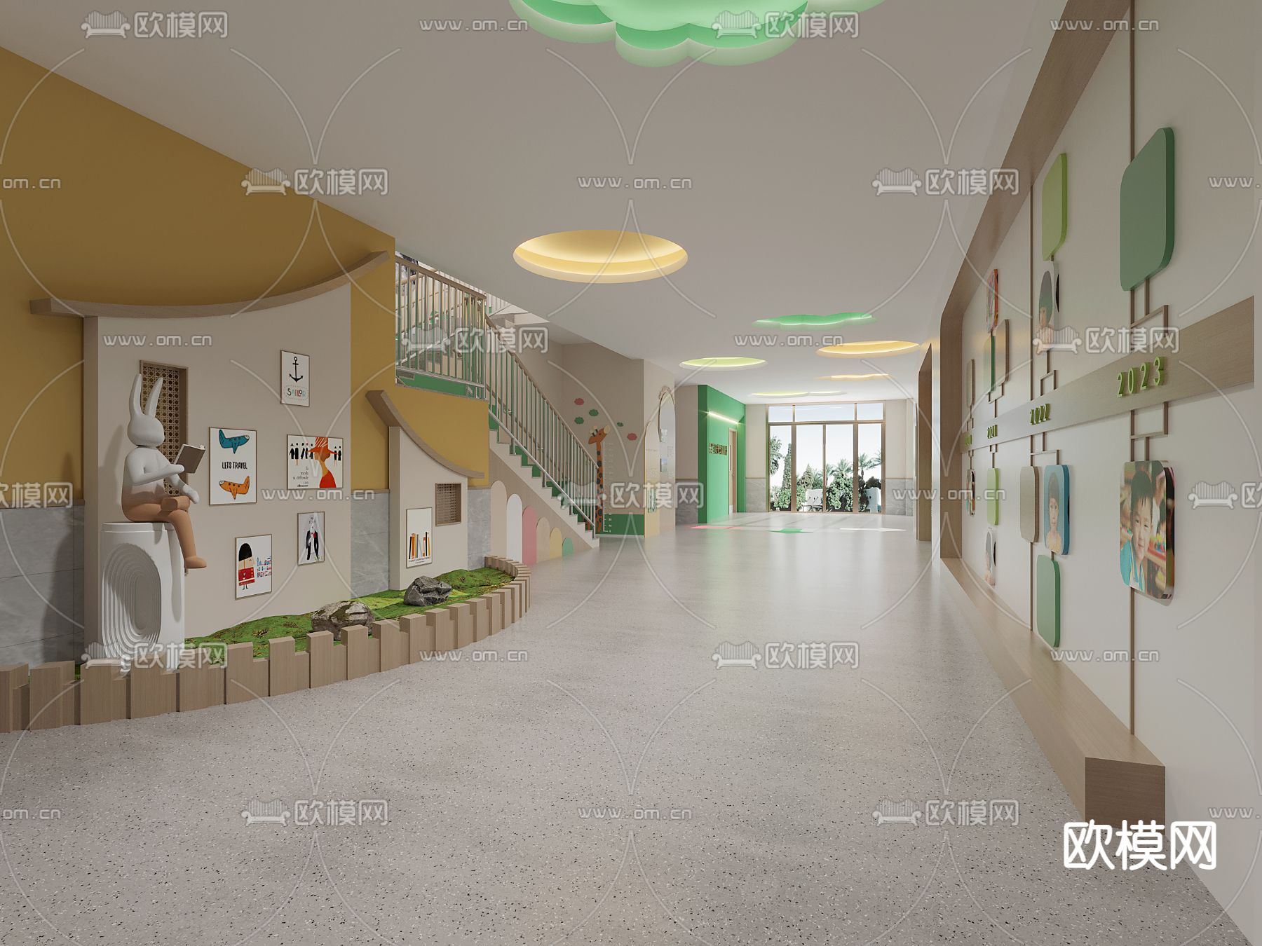 现代幼儿园3d模型下载（渲染图2）