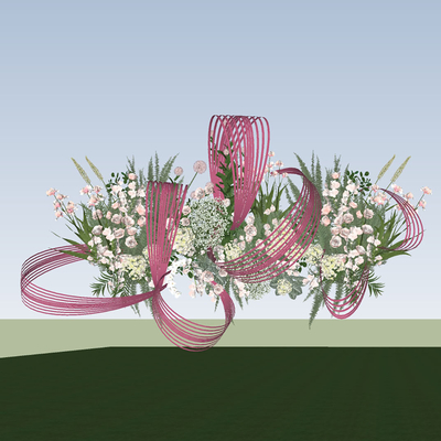  现代花艺美陈 婚礼婚庆布置su模型 