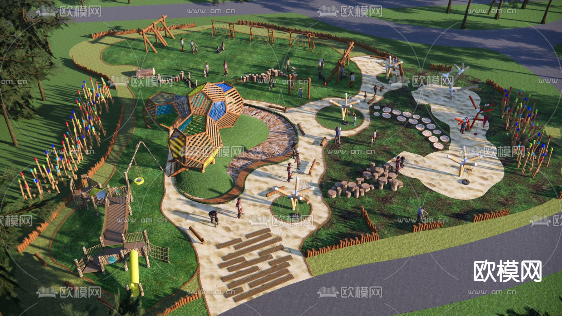 儿童游乐园su模型下载（渲染图2）