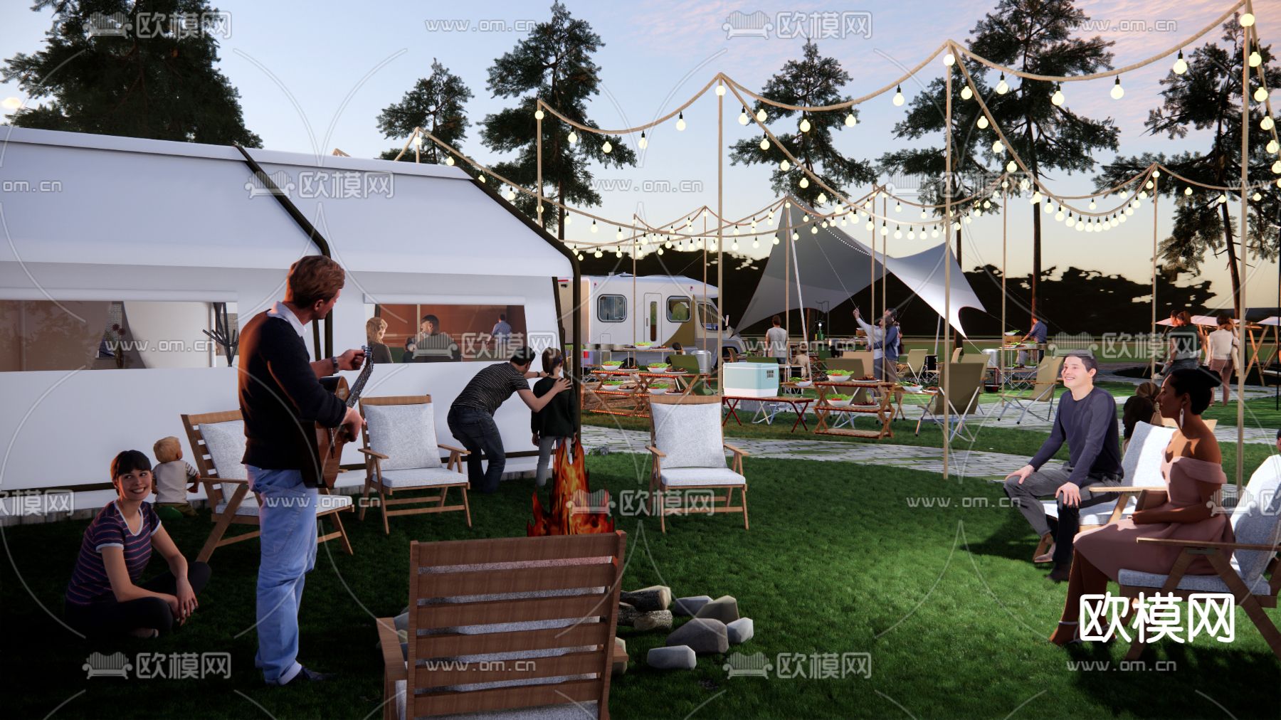现代露营公园景观su模型下载（渲染图1）
