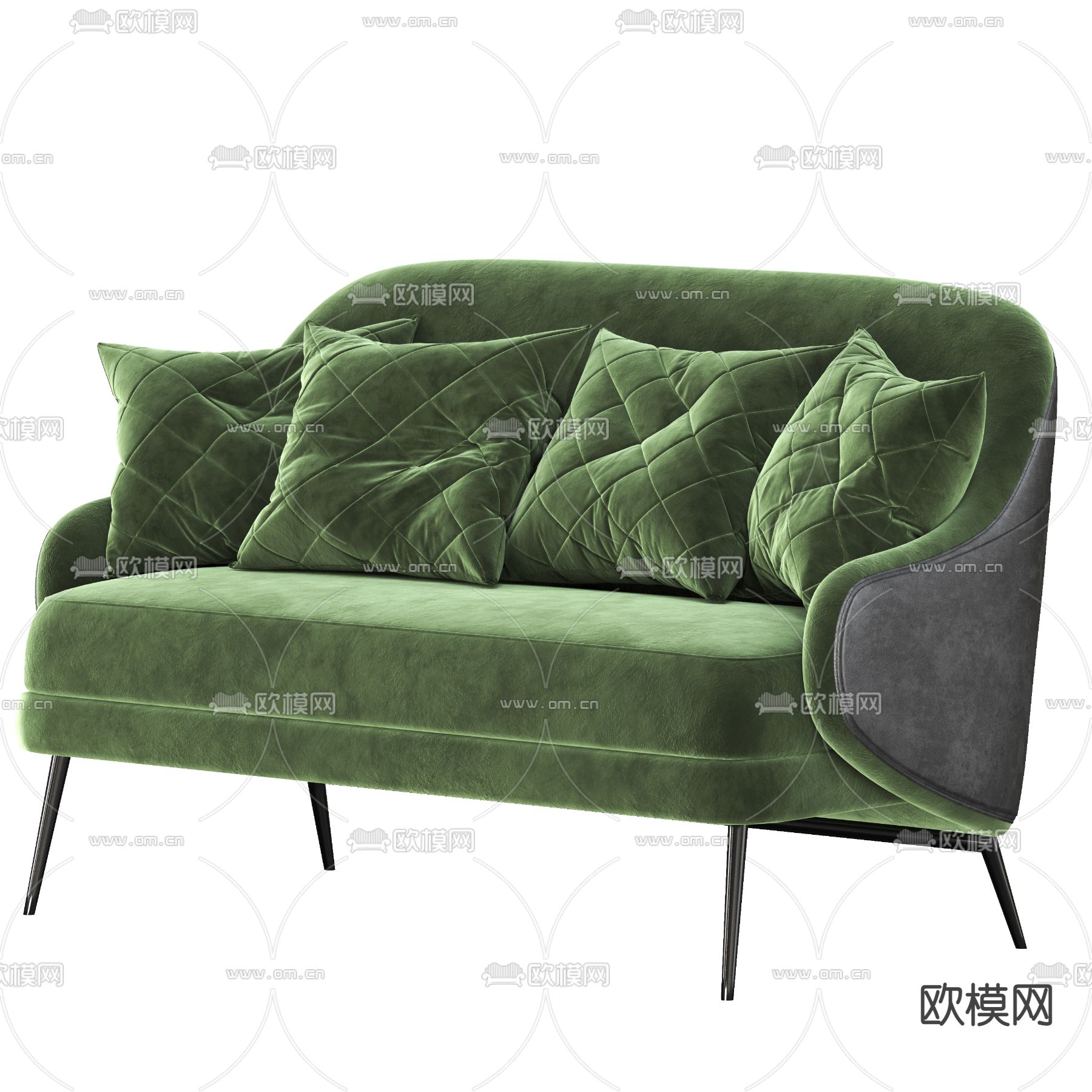 简欧双人沙发3d模型下载（渲染图1）