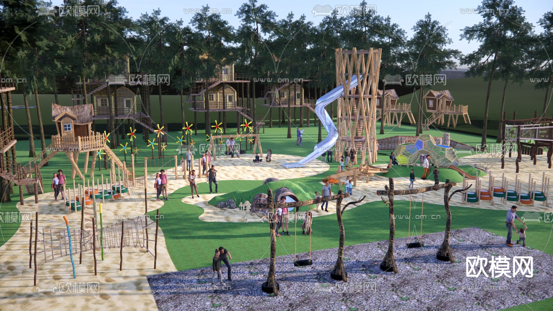 儿童游乐园su模型下载（渲染图1）