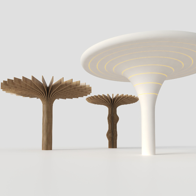  现代异型柱子 创意柱子su模型 