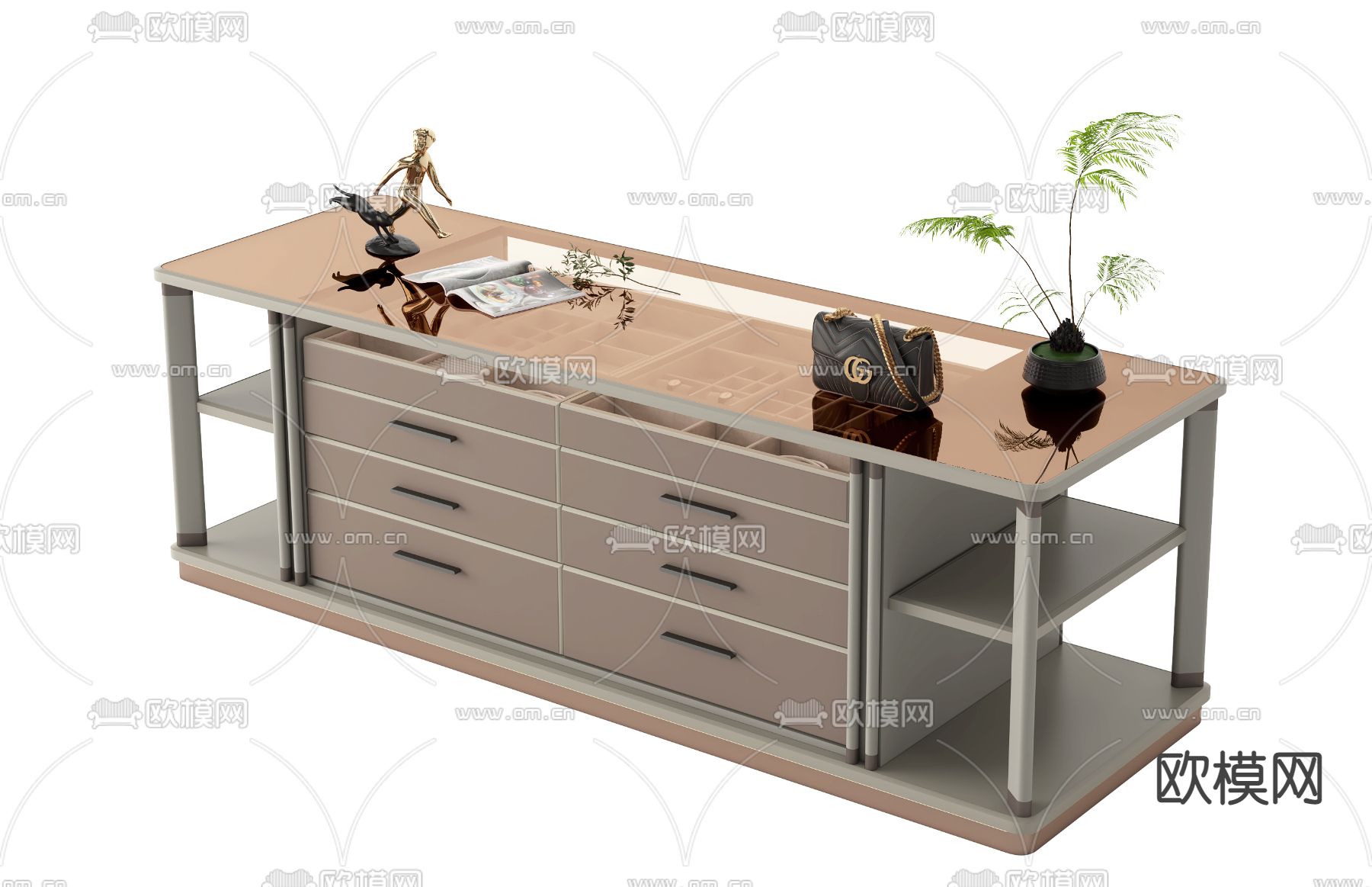 现代衣帽间中岛台3d模型下载（渲染图2）
