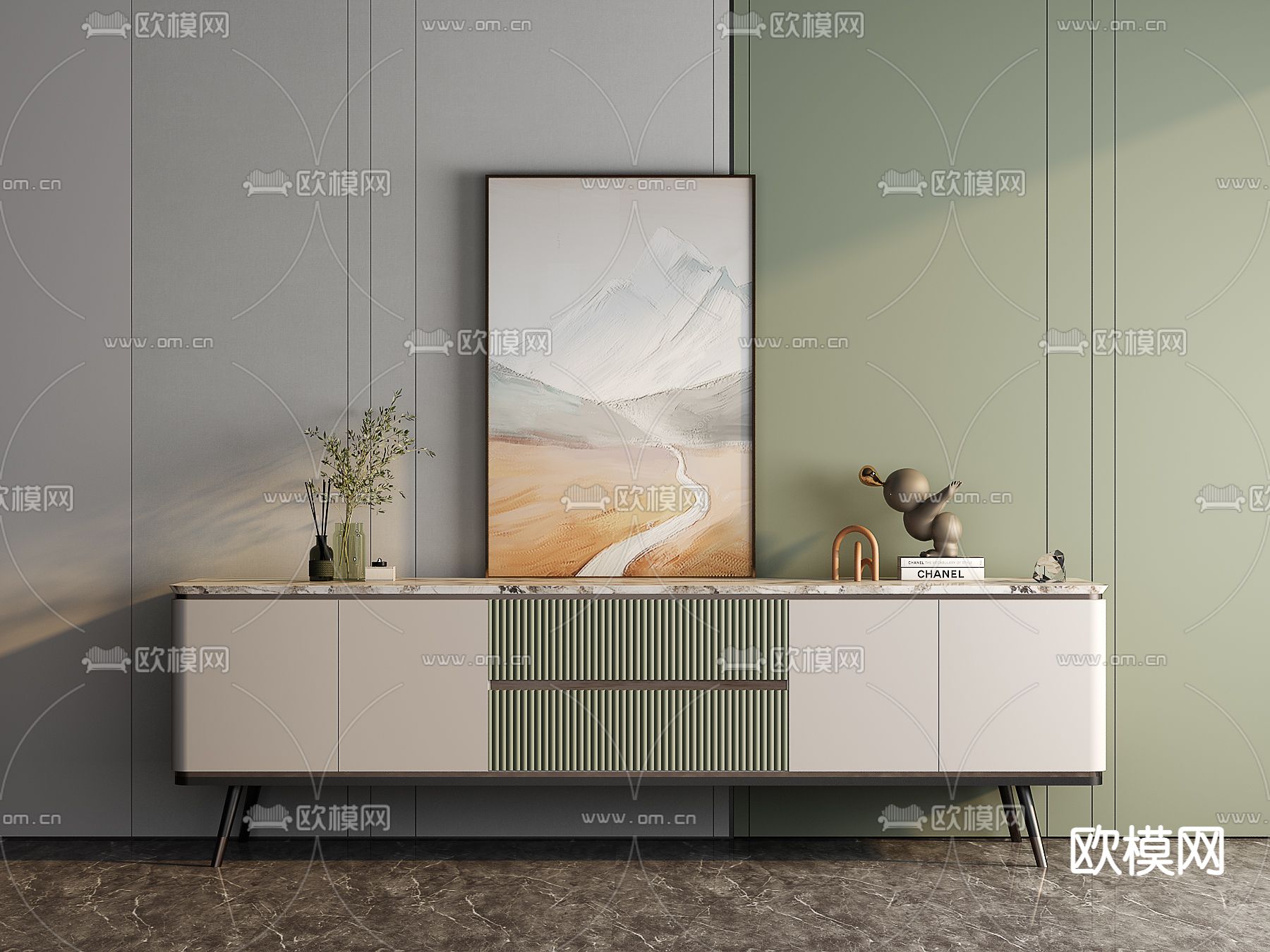 现代电视柜3d模型下载