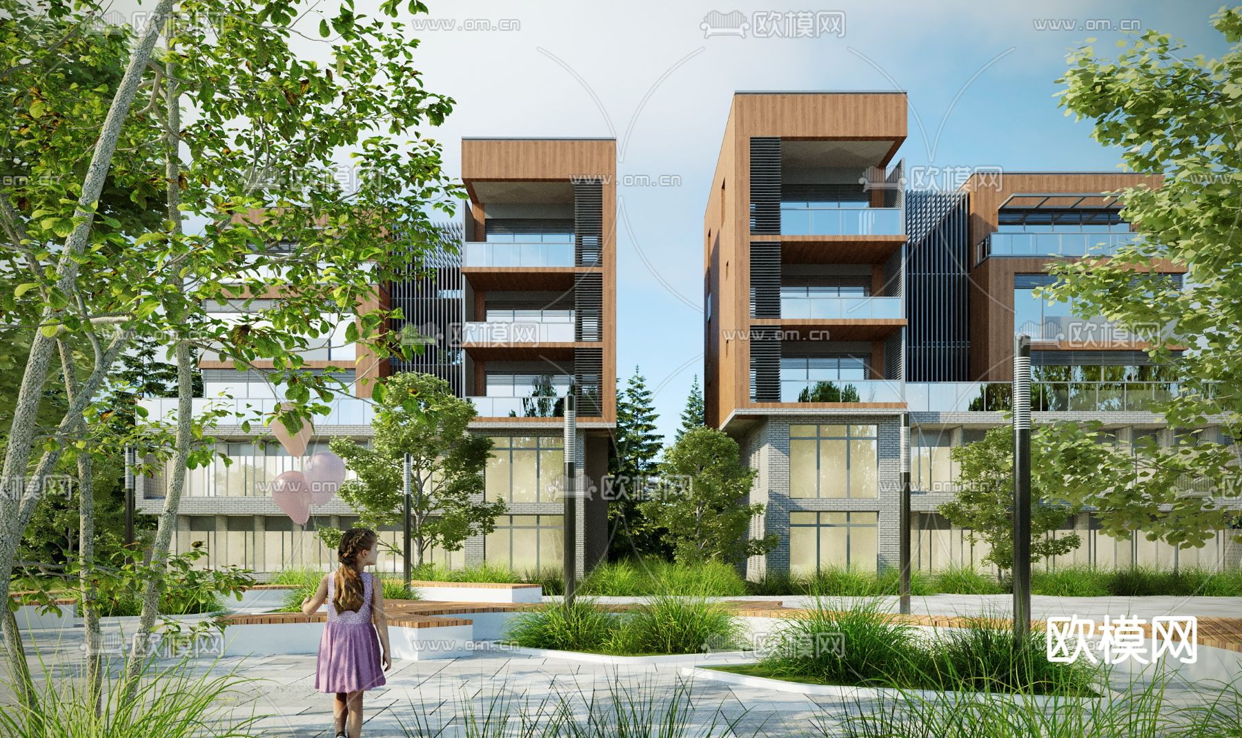 办公楼外观3d模型下载