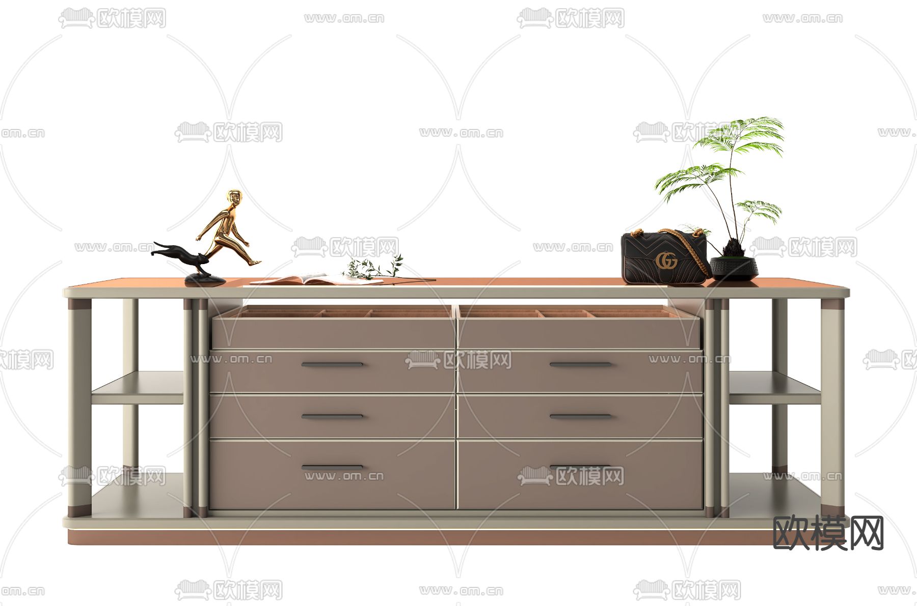 现代衣帽间中岛台3d模型下载（渲染图3）