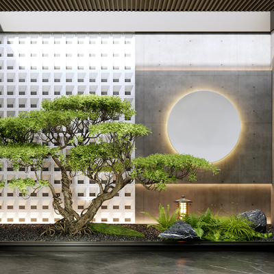  现代植物堆 室内小品su模型 