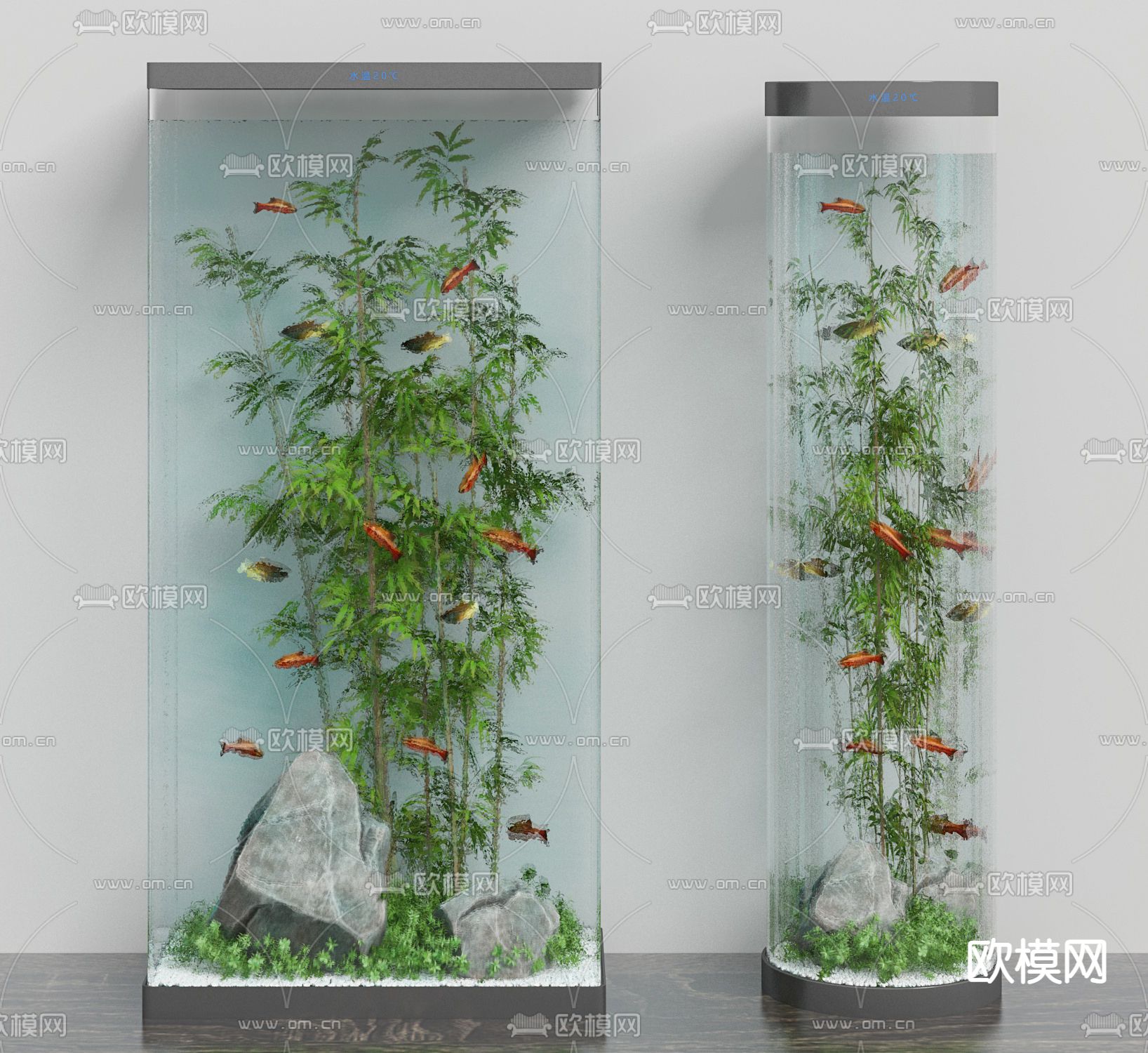 新中式鱼缸3d模型下载