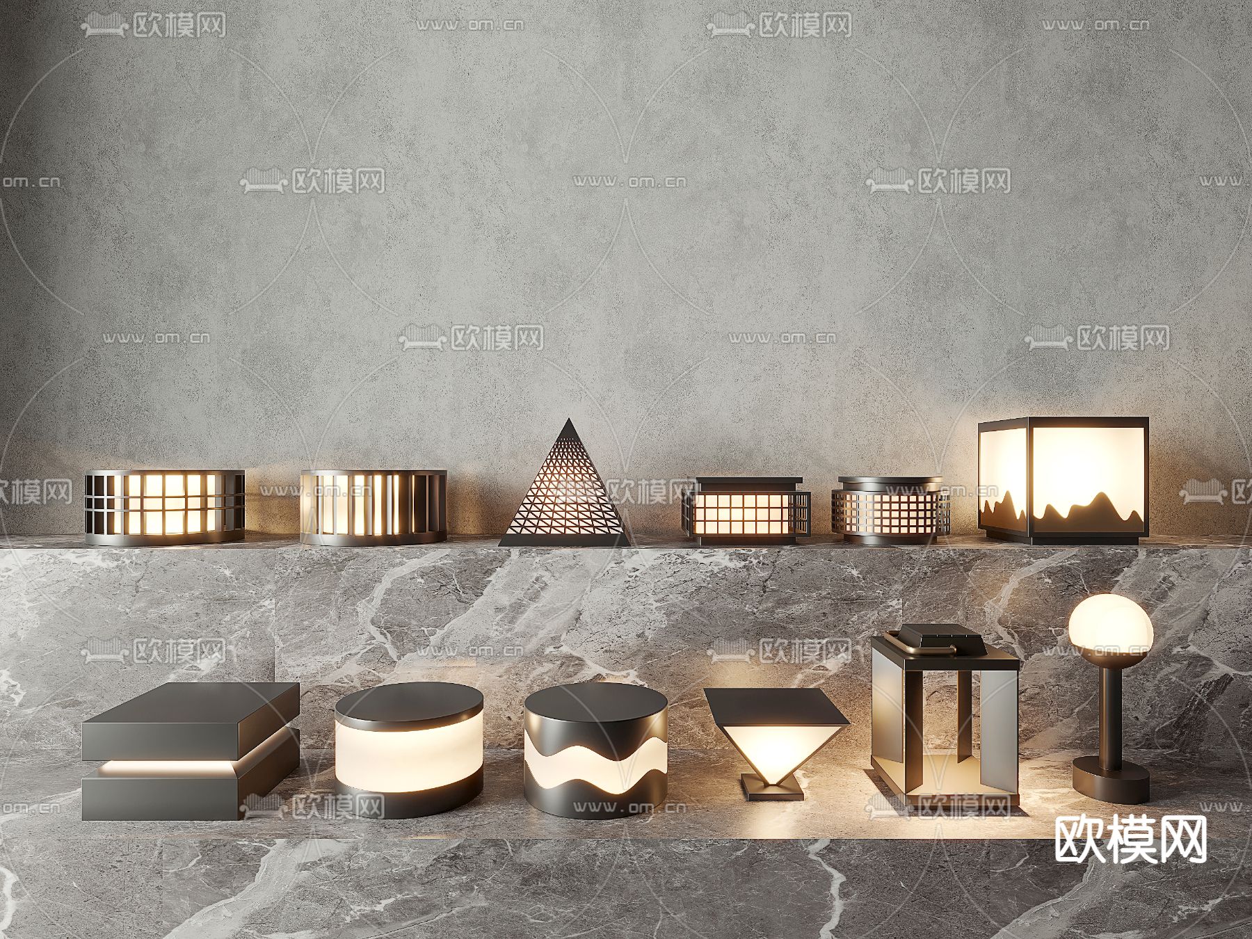 景观灯  石灯 氛围灯 落地灯3d模型下载
