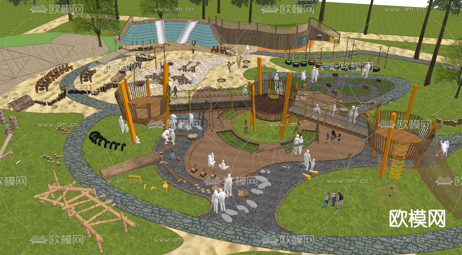 儿童游乐园su模型下载（渲染图3）
