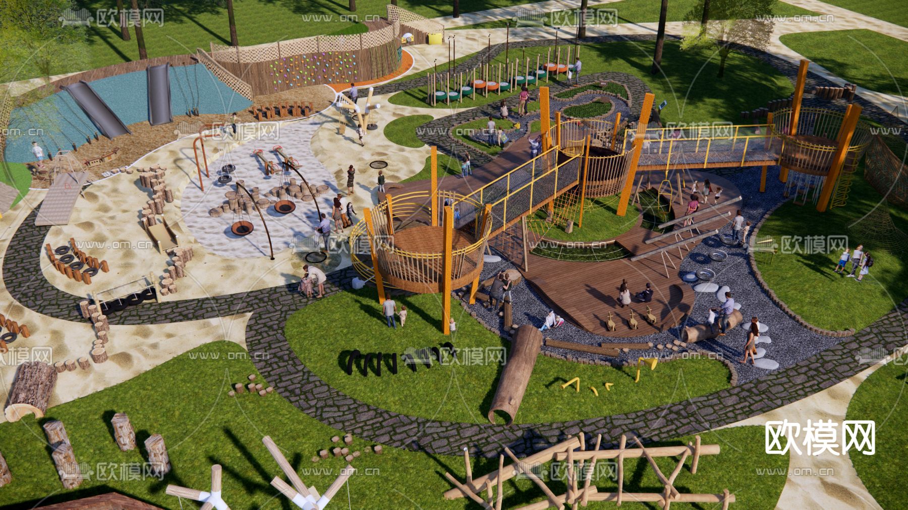 儿童游乐园su模型下载（渲染图2）