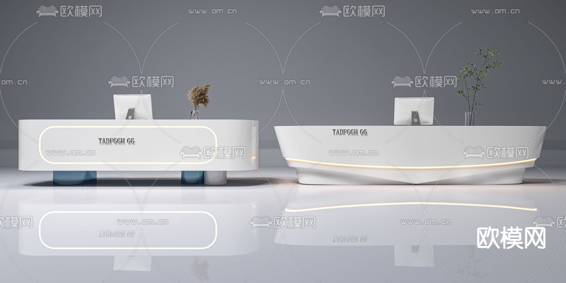 现代接待台服务台su模型下载（渲染图1）