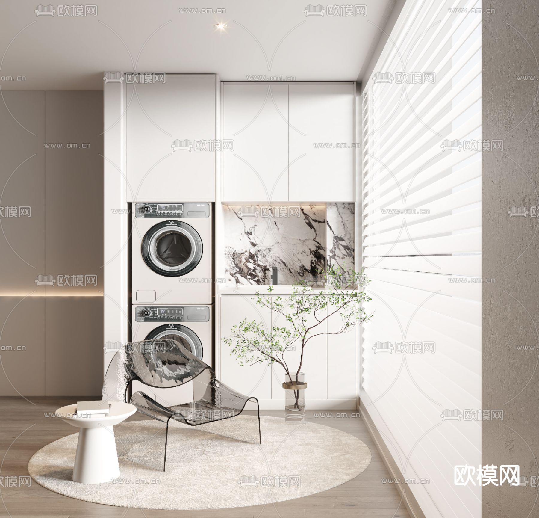 休闲阳台 洗衣房3d模型下载