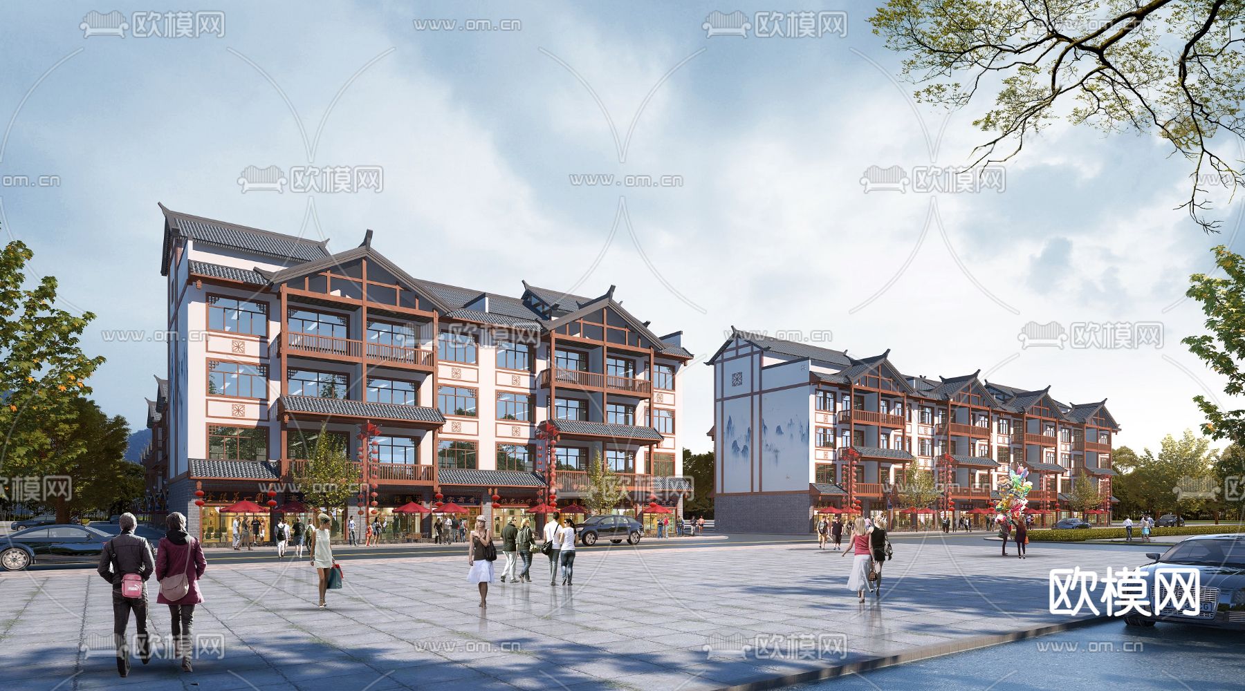 中式住宅小区3d模型