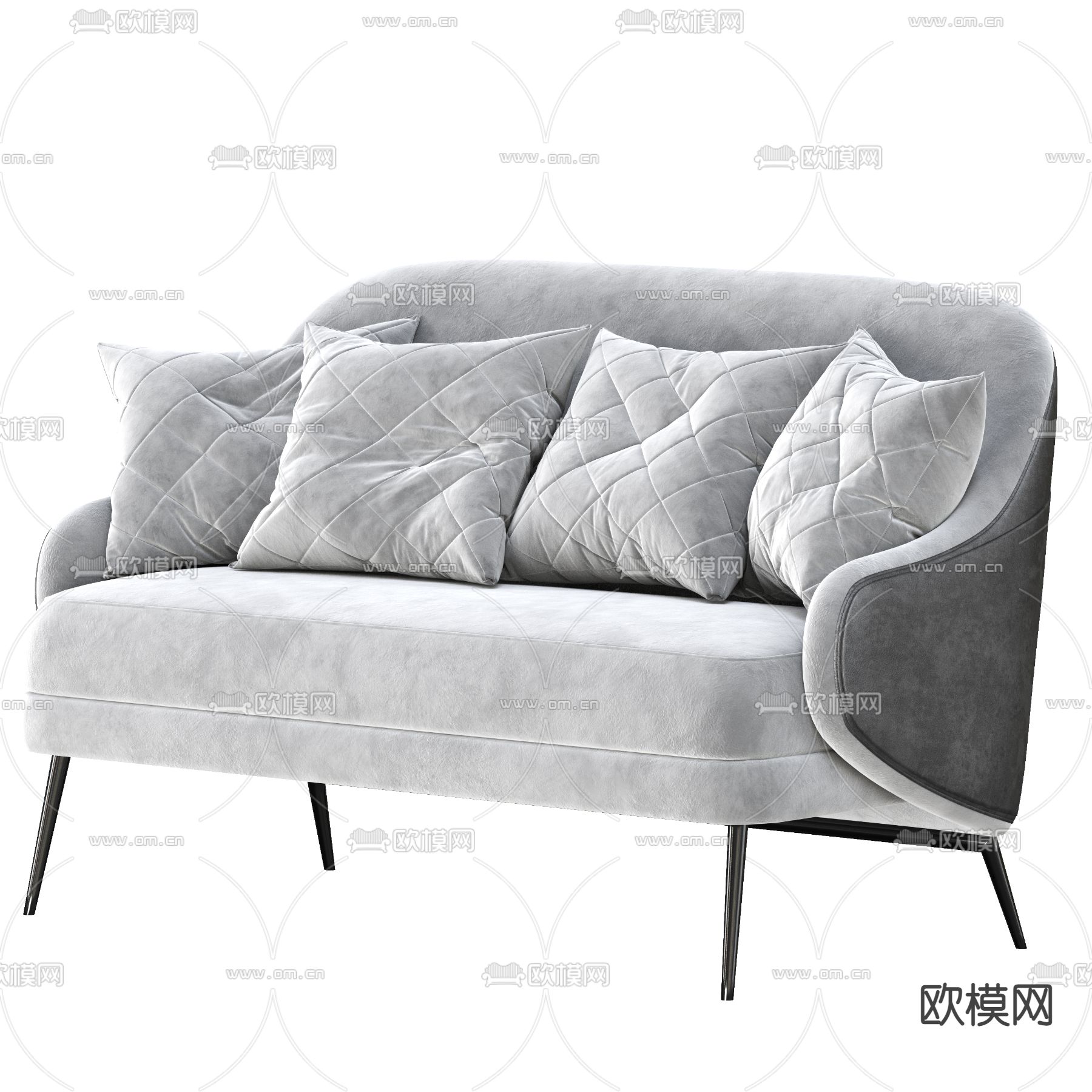 简欧双人沙发3d模型下载（渲染图4）