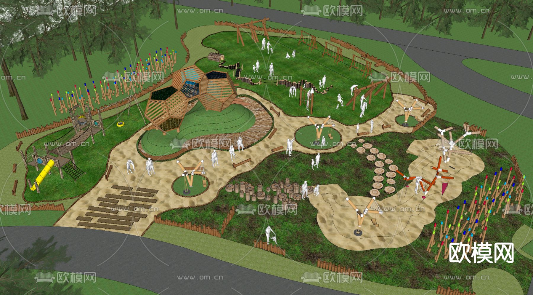 儿童游乐园su模型下载（渲染图3）