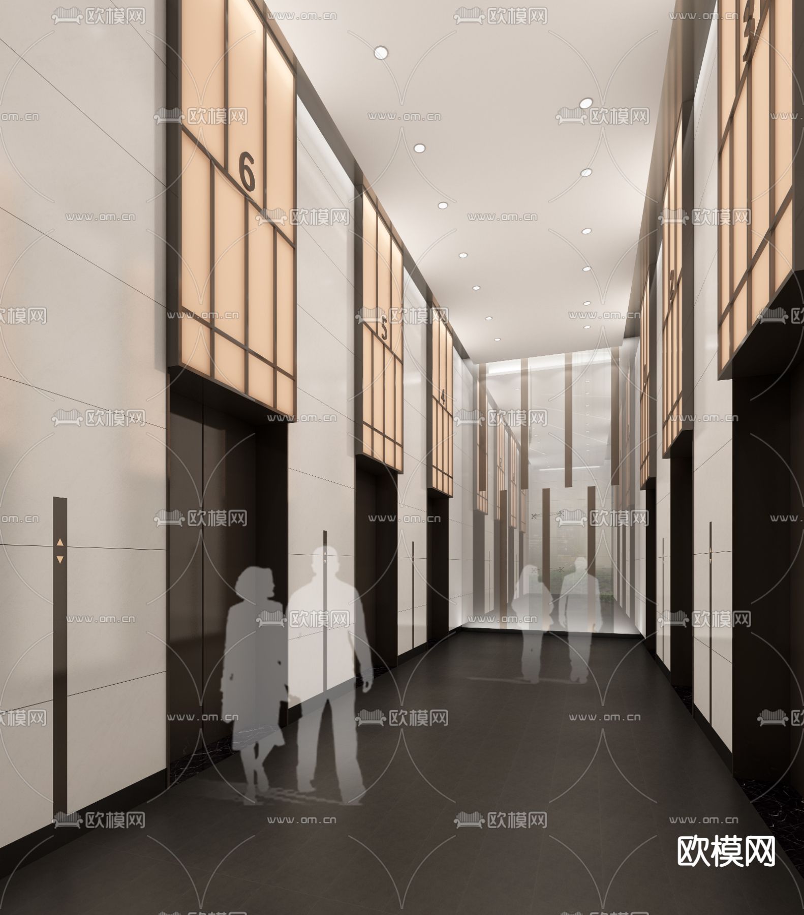 现代办公楼 电梯间3d模型下载
