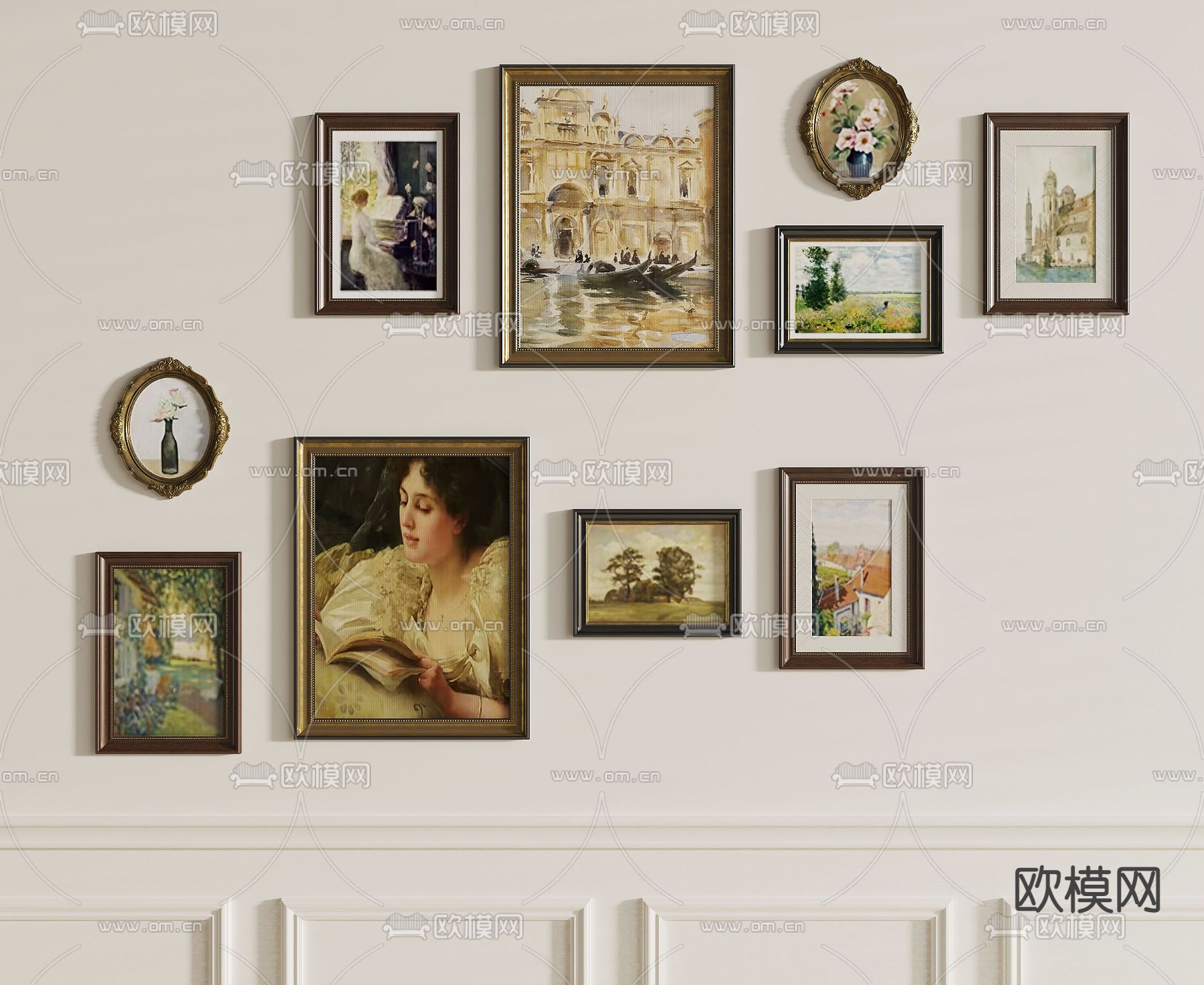 美式装饰画 挂画3d模型下载