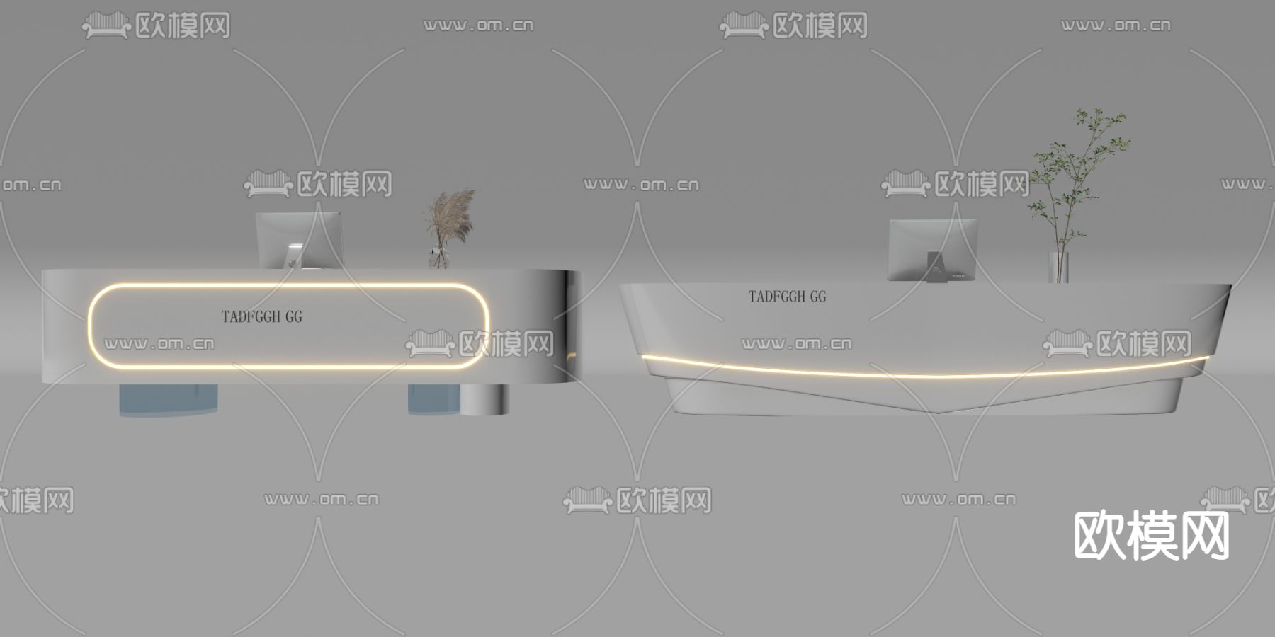 现代接待台服务台su模型下载（渲染图2）