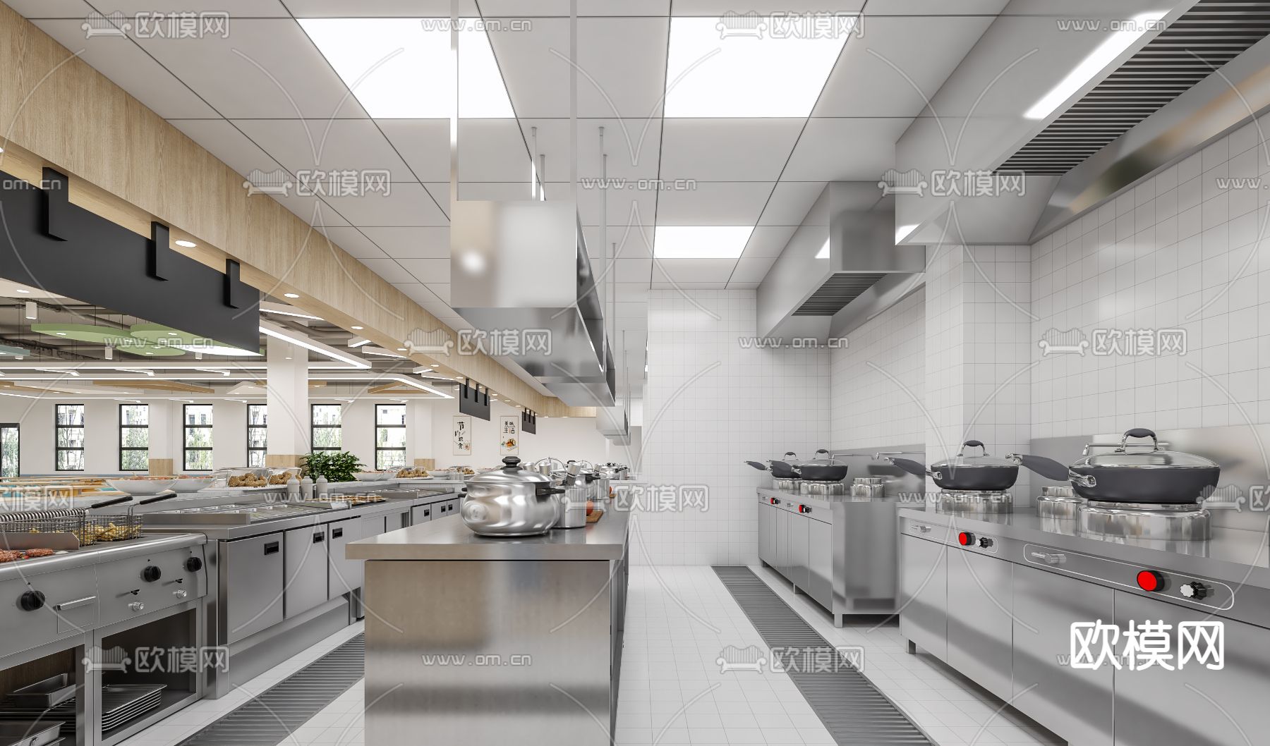 员工餐厅 食堂3d模型下载（渲染图7）